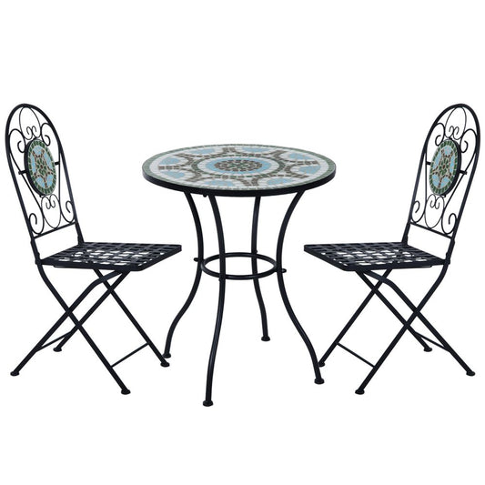 3pc Bistro Set Dining Folding Chairs Patio Furniture Outdoor - SILVIONIX