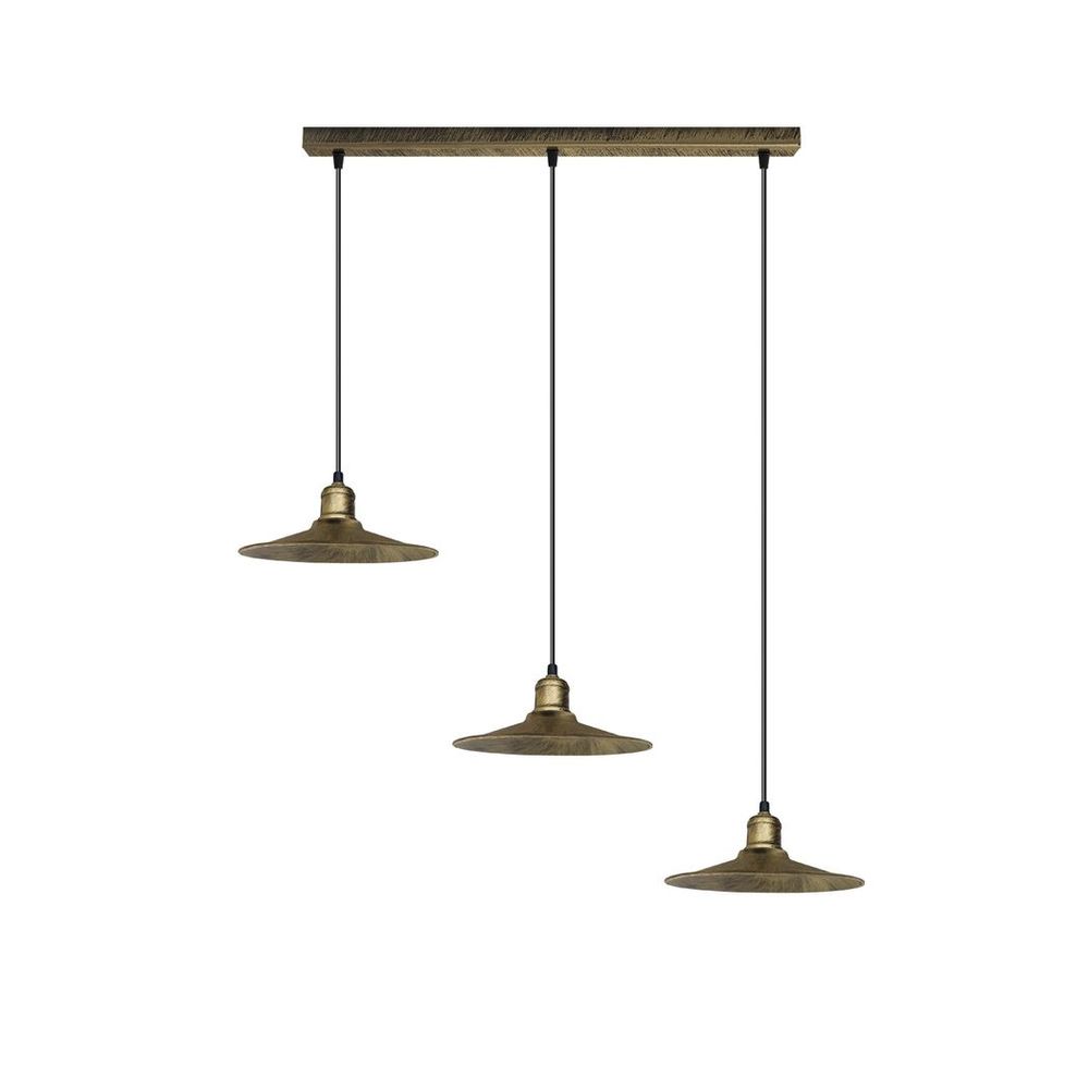 4 Head Vintage Industrial Brushed Brass Ceiling Pendant Easy Fit Light Metal 22cm Ceiling Lighting Shade - SILVIONIX