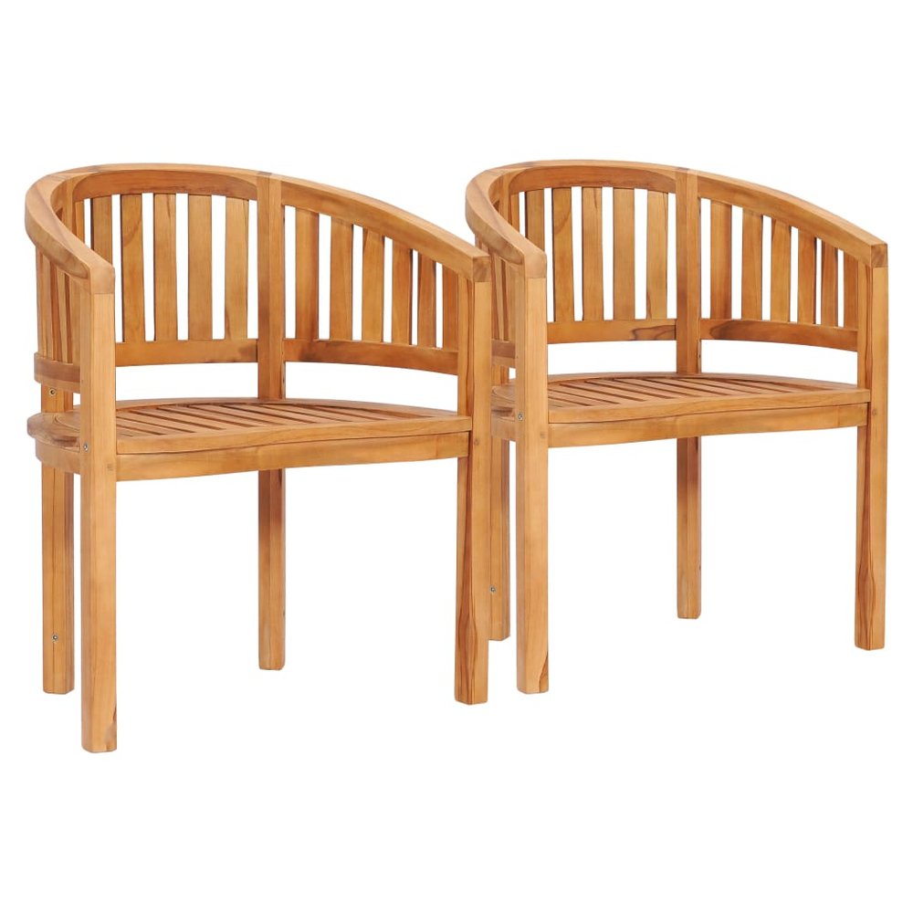 4 Piece Banana Garden Lounge Set Solid Teak Wood - SILVIONIX