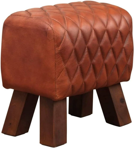 45CM LEATHER FOOTSTOOL - SILVIONIX