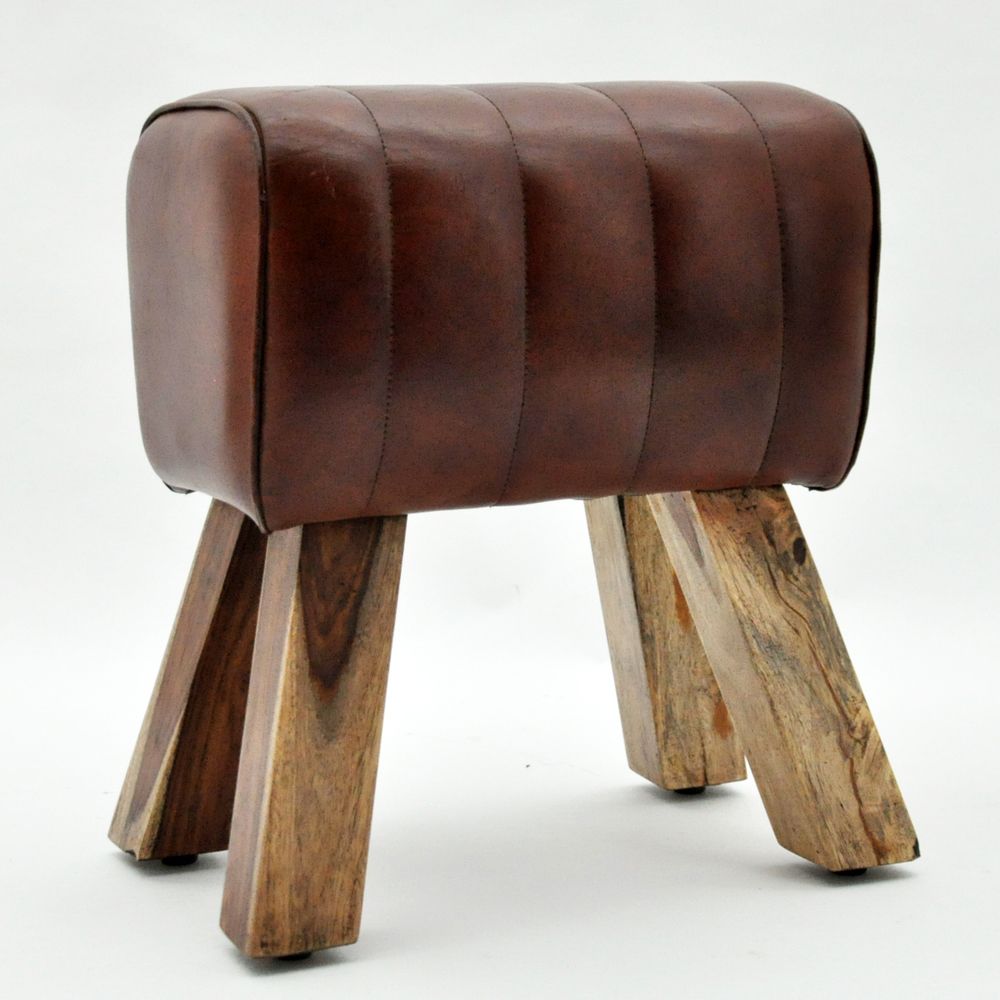 48CM LEATHER FOOTSTOOL - SILVIONIX