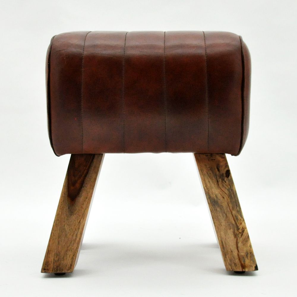 48CM LEATHER FOOTSTOOL - SILVIONIX