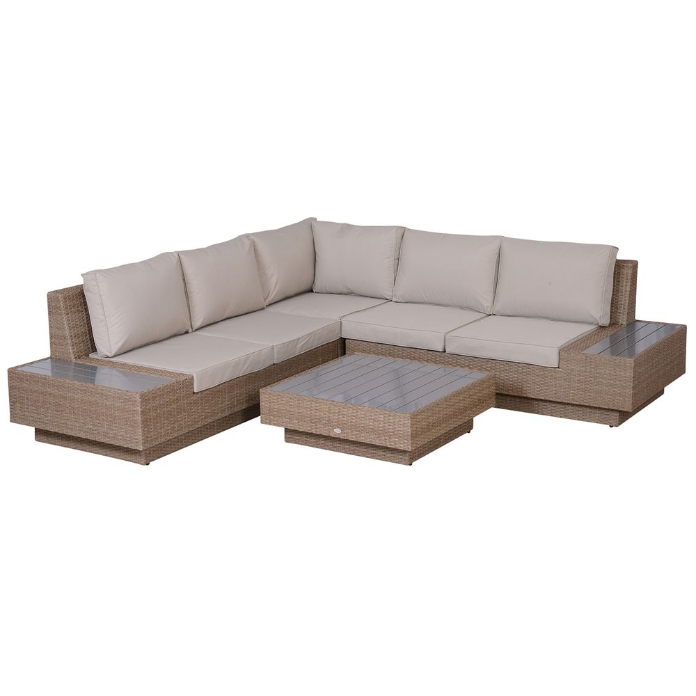 4Pcs Rattan Sofa Garden Set Coffee Table Chairs Loveseat Outdoor w/ Cushion - SILVIONIX