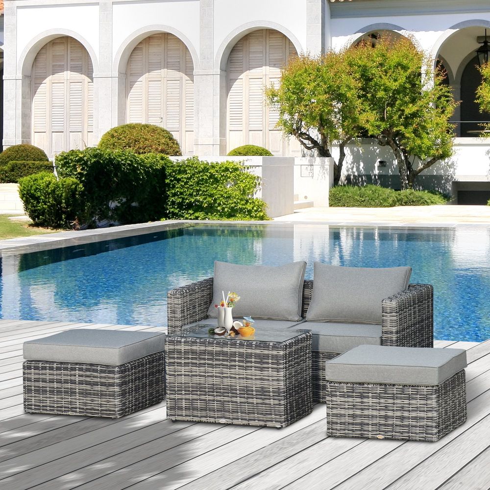 5 Pcs PE Rattan Armchair Outdoor Garden Seating Comfort Balcony Home - SILVIONIX