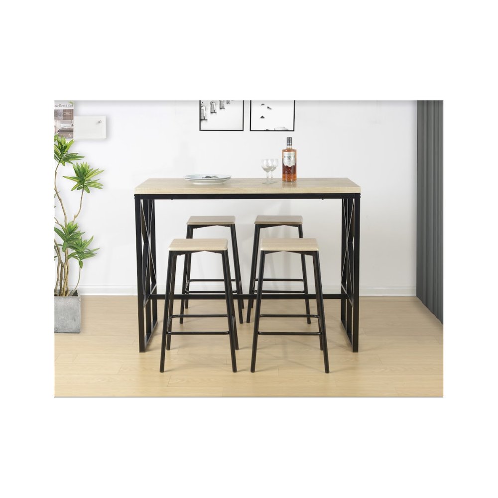 5 Piece Breakfast Bar Set Table in OAK - TAVOLO - SILVIONIX