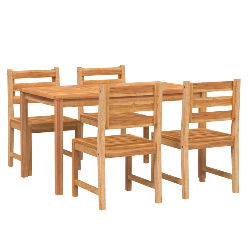 5 Piece Garden Dining Set Solid Wood Teak - SILVIONIX