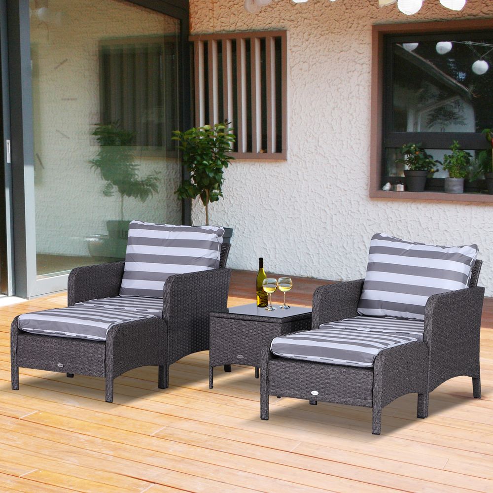 5 - Piece PE Rattan Outdoor Garden Furniture Set - SILVIONIX