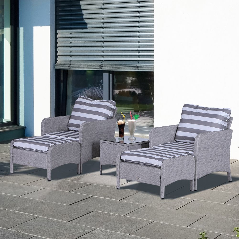 5 - Piece PE Rattan Outdoor Garden Furniture Set - SILVIONIX