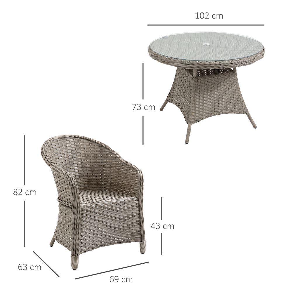 5 Pieces Outdoor Patio PE Rattan Dining Set, Four Seater , Grey - SILVIONIX