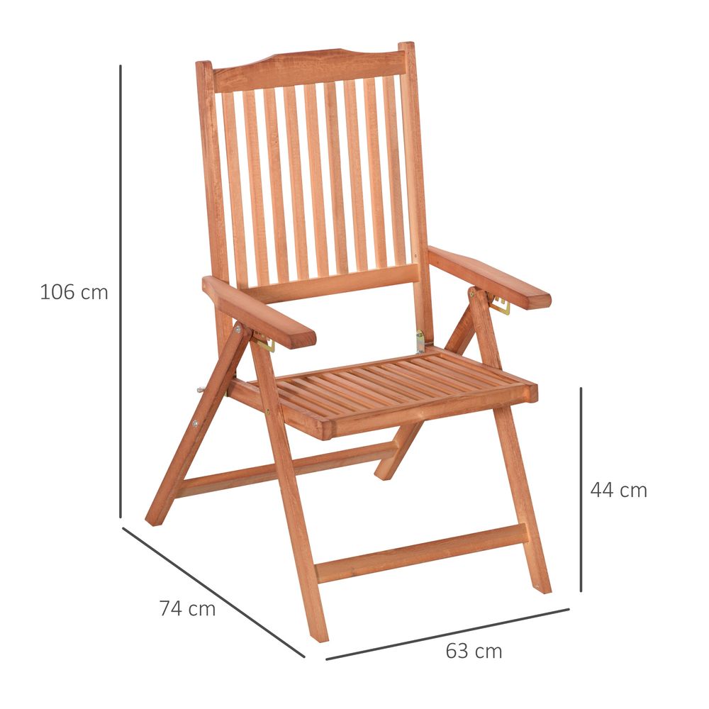 5 - Position Acacia Wood Chair Folding Recliner Dining Seat Garden Outdoor Indoor - SILVIONIX