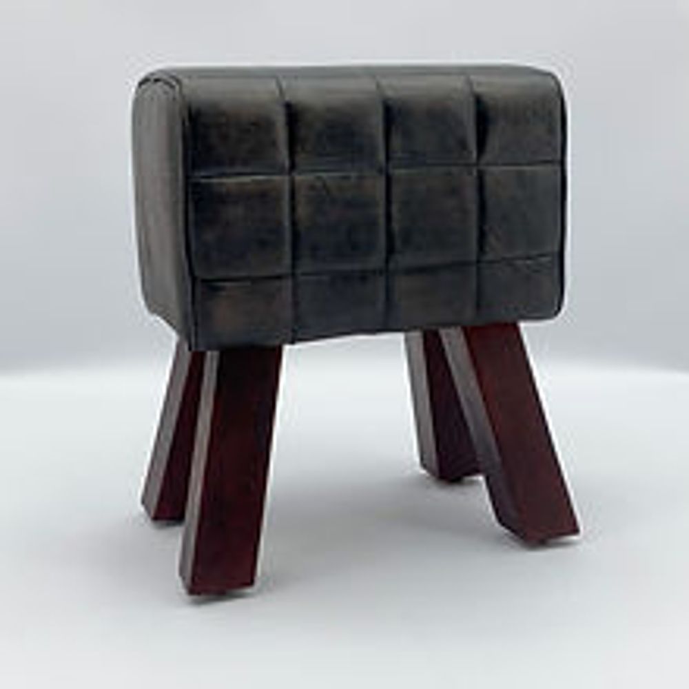 50CM LEATHER FOOTSTOOL - SILVIONIX