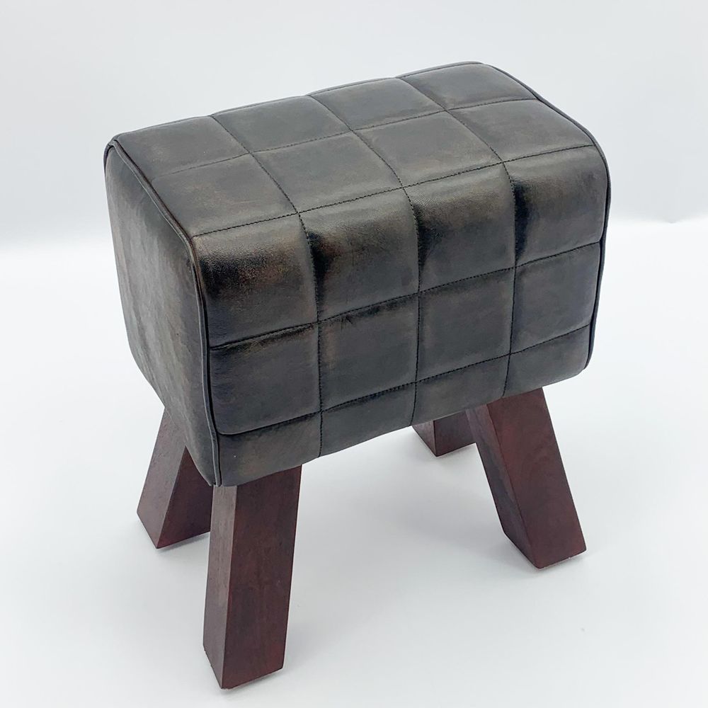 50CM LEATHER FOOTSTOOL - SILVIONIX