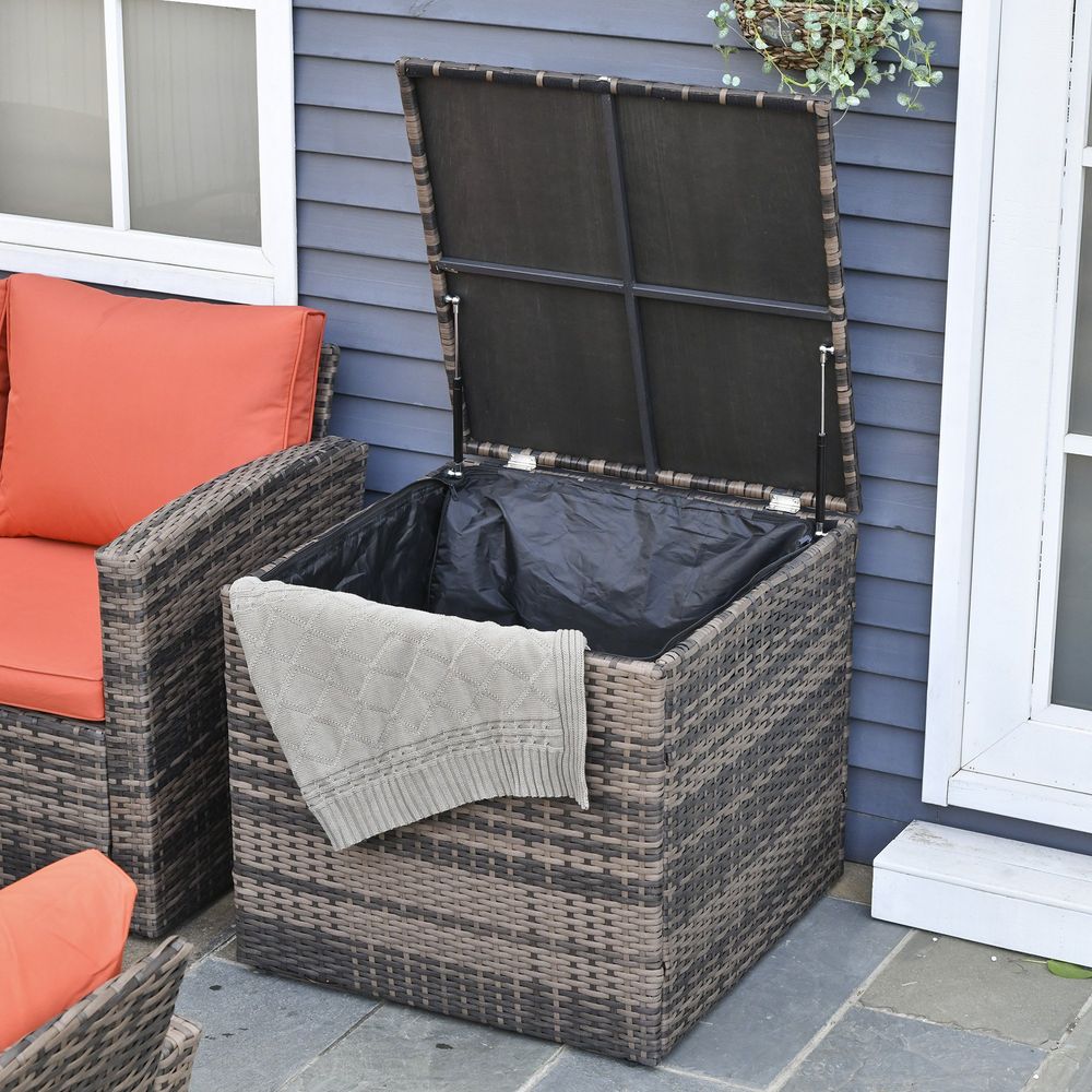 6 Pcs Rattan Wicker Sofa Set Sectional & Storage Table & Cushion Mixed Brown - SILVIONIX