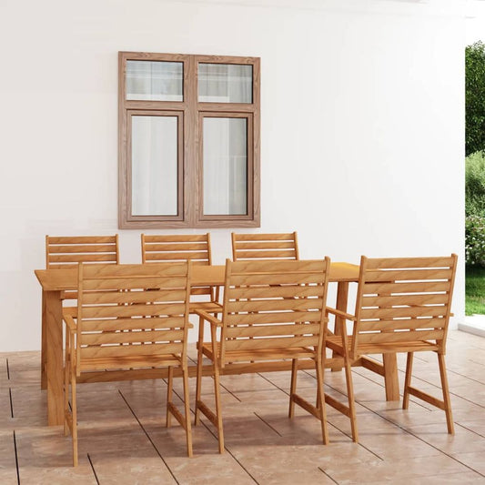 7 Piece Garden Dining Set Solid Acacia Wood - SILVIONIX