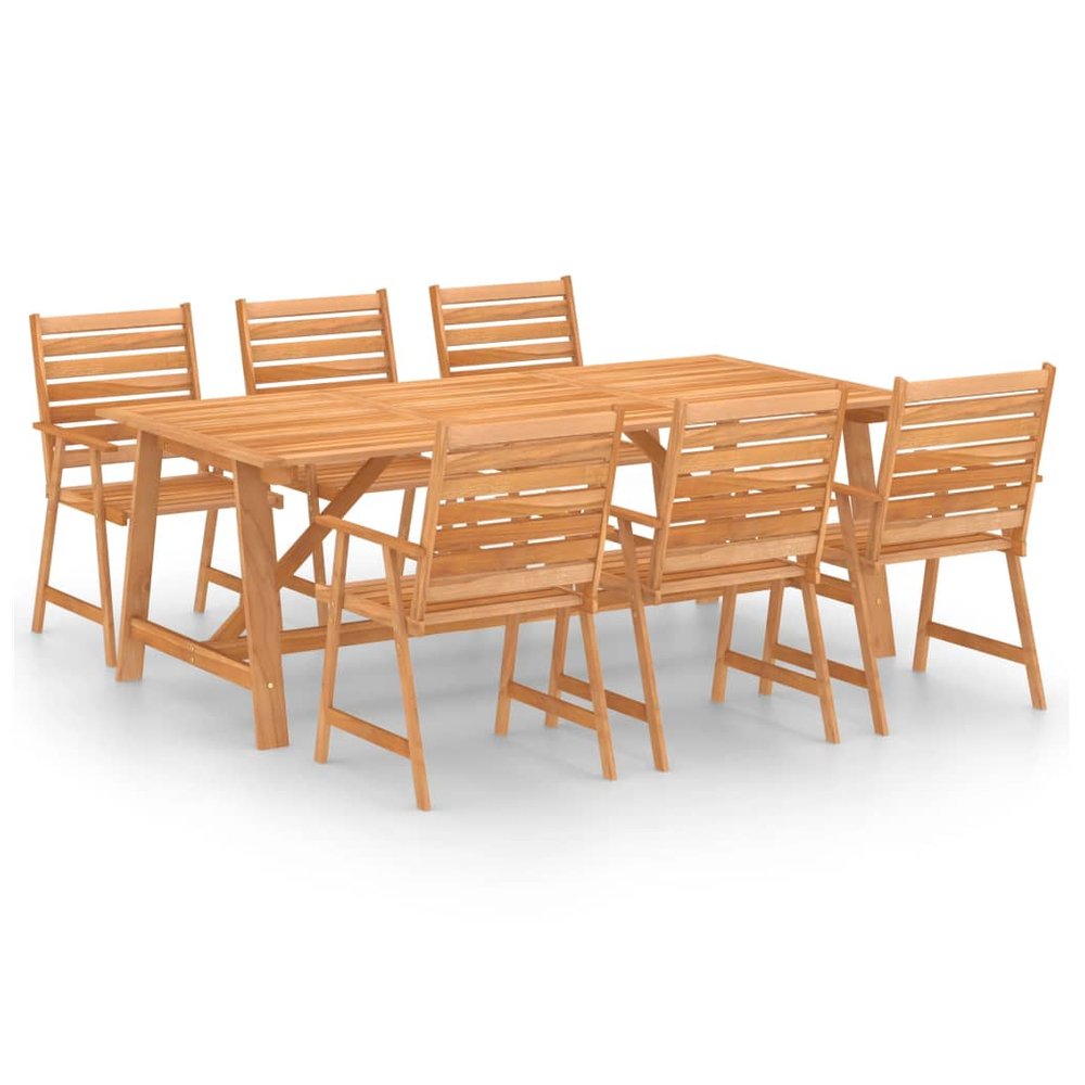 7 Piece Garden Dining Set Solid Acacia Wood - SILVIONIX