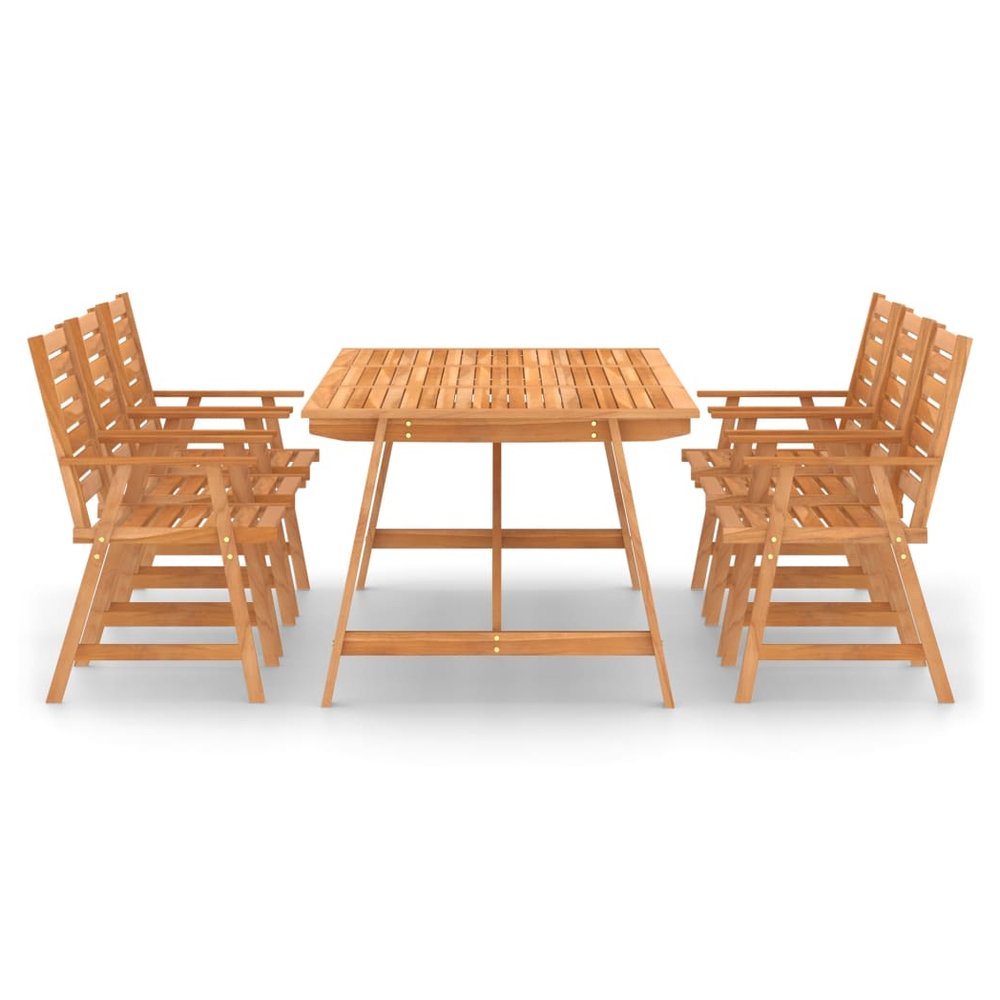 7 Piece Garden Dining Set Solid Acacia Wood - SILVIONIX