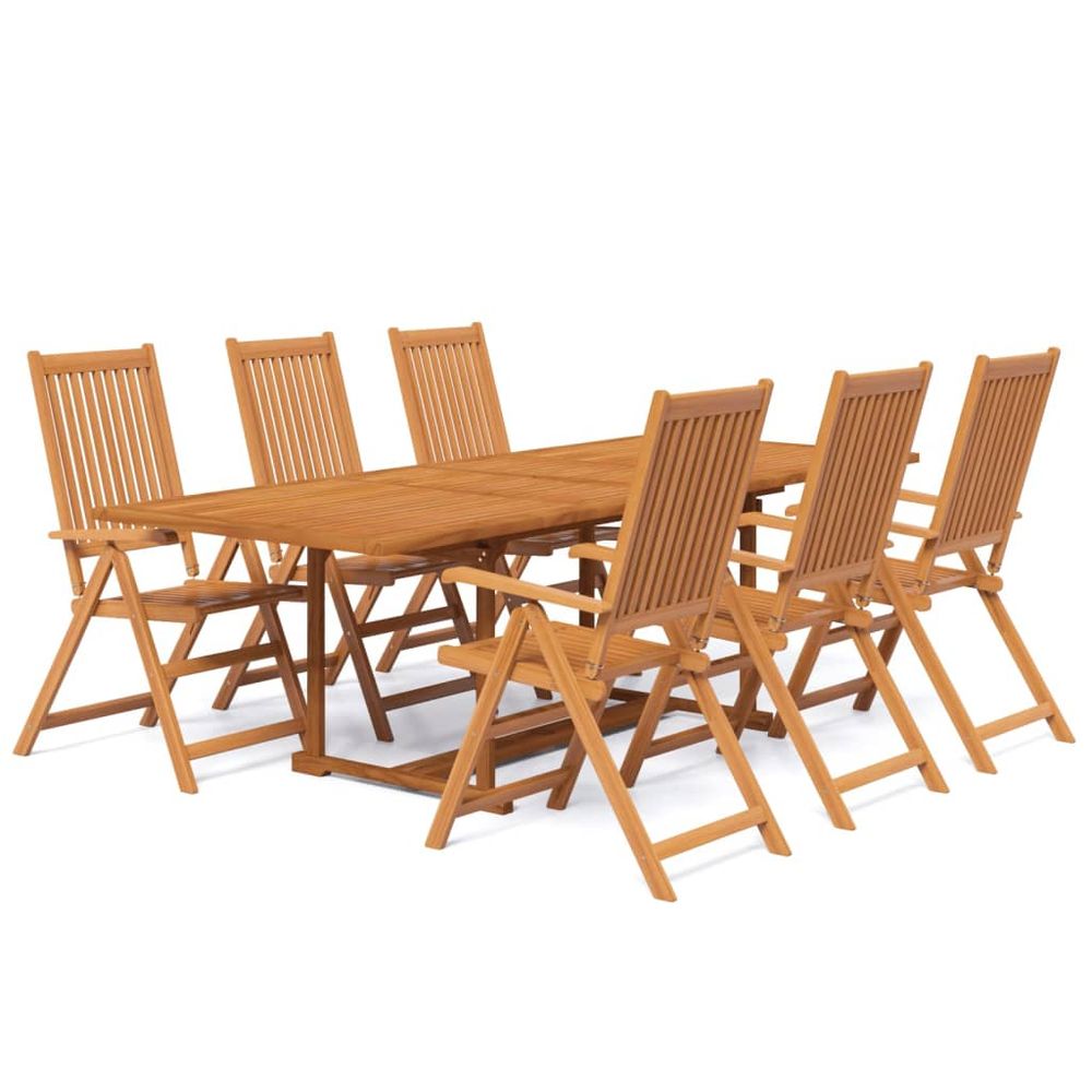 7 Piece Garden Dining Set Solid Wood Acacia - SILVIONIX