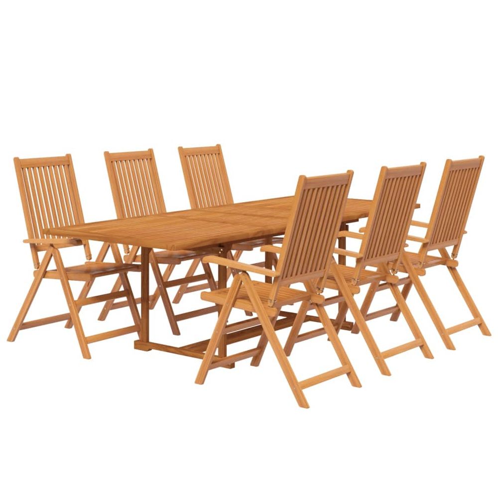 7 Piece Garden Dining Set Solid Wood Acacia - SILVIONIX