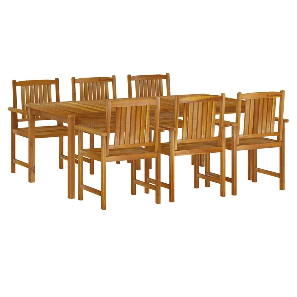 7 Piece Garden Dining Set Solid Wood Acacia - SILVIONIX