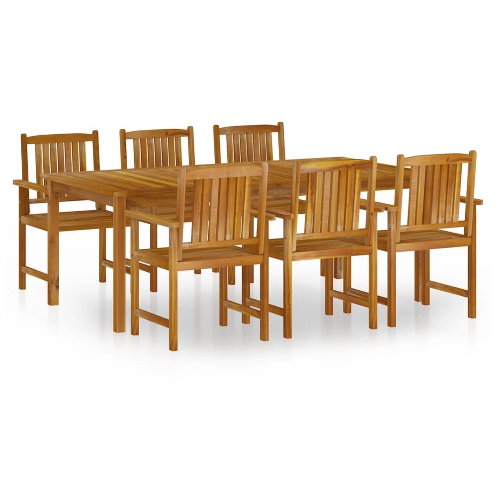 7 Piece Garden Dining Set Solid Wood Acacia - SILVIONIX