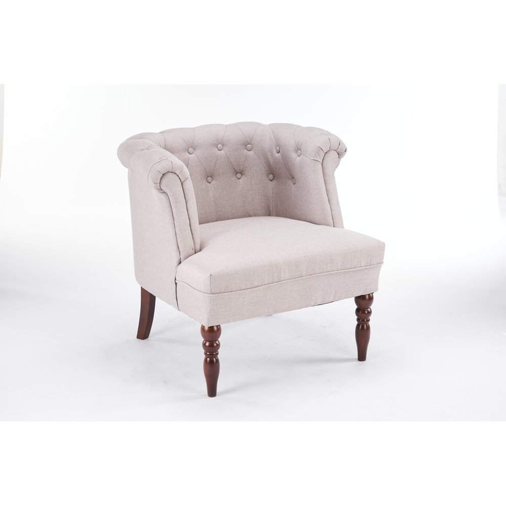 77CM CREAM LINEN ARM CHAIR - SILVIONIX