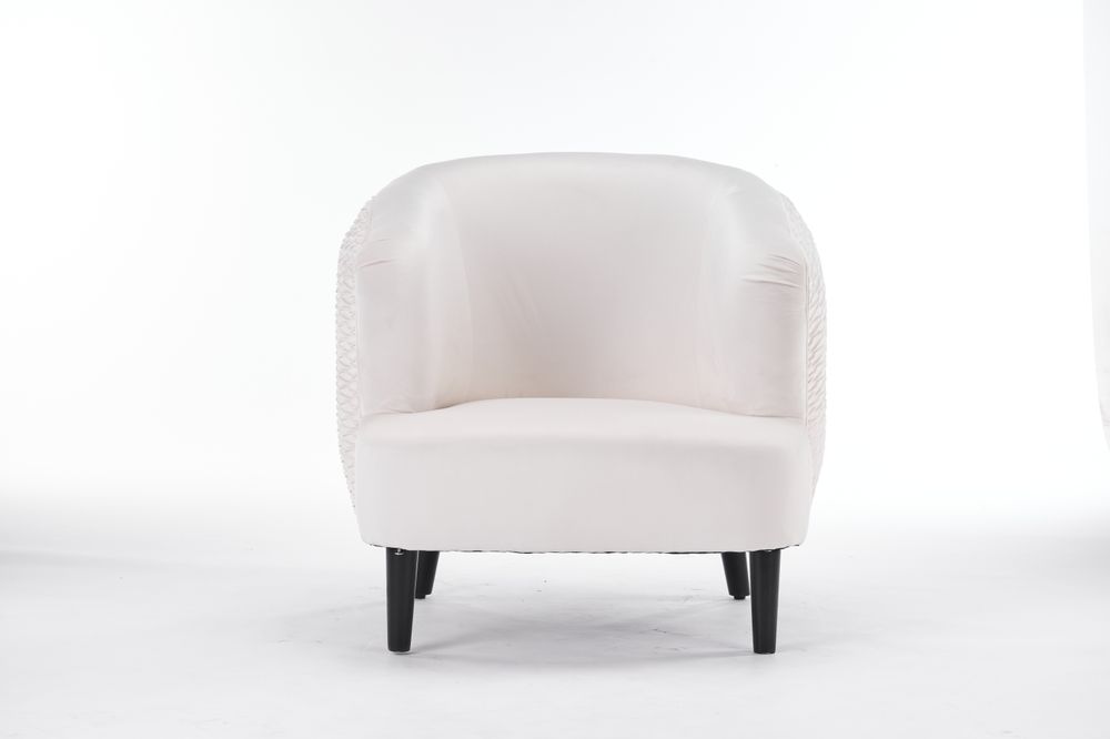 77CM CREAM VELVET ARM CHAIR - SILVIONIX