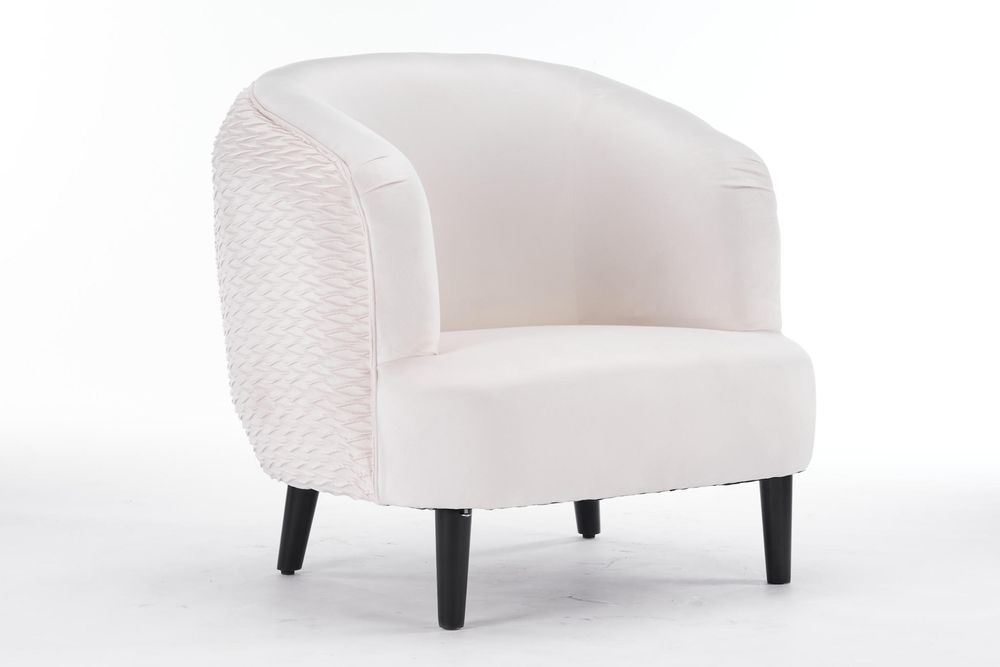 77CM CREAM VELVET ARM CHAIR - SILVIONIX