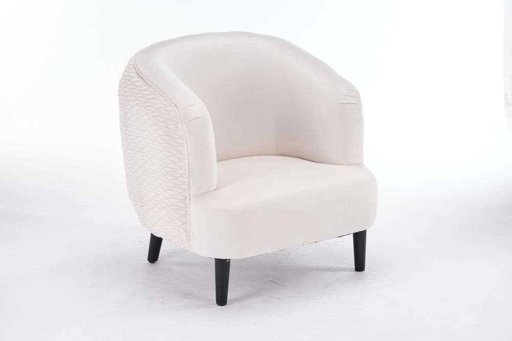 77CM CREAM VELVET ARM CHAIR - SILVIONIX