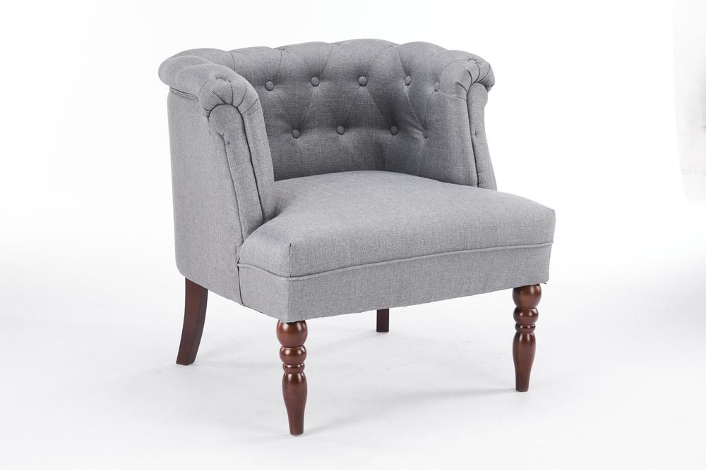 77CM GREY LINEN ARM CHAIR - SILVIONIX