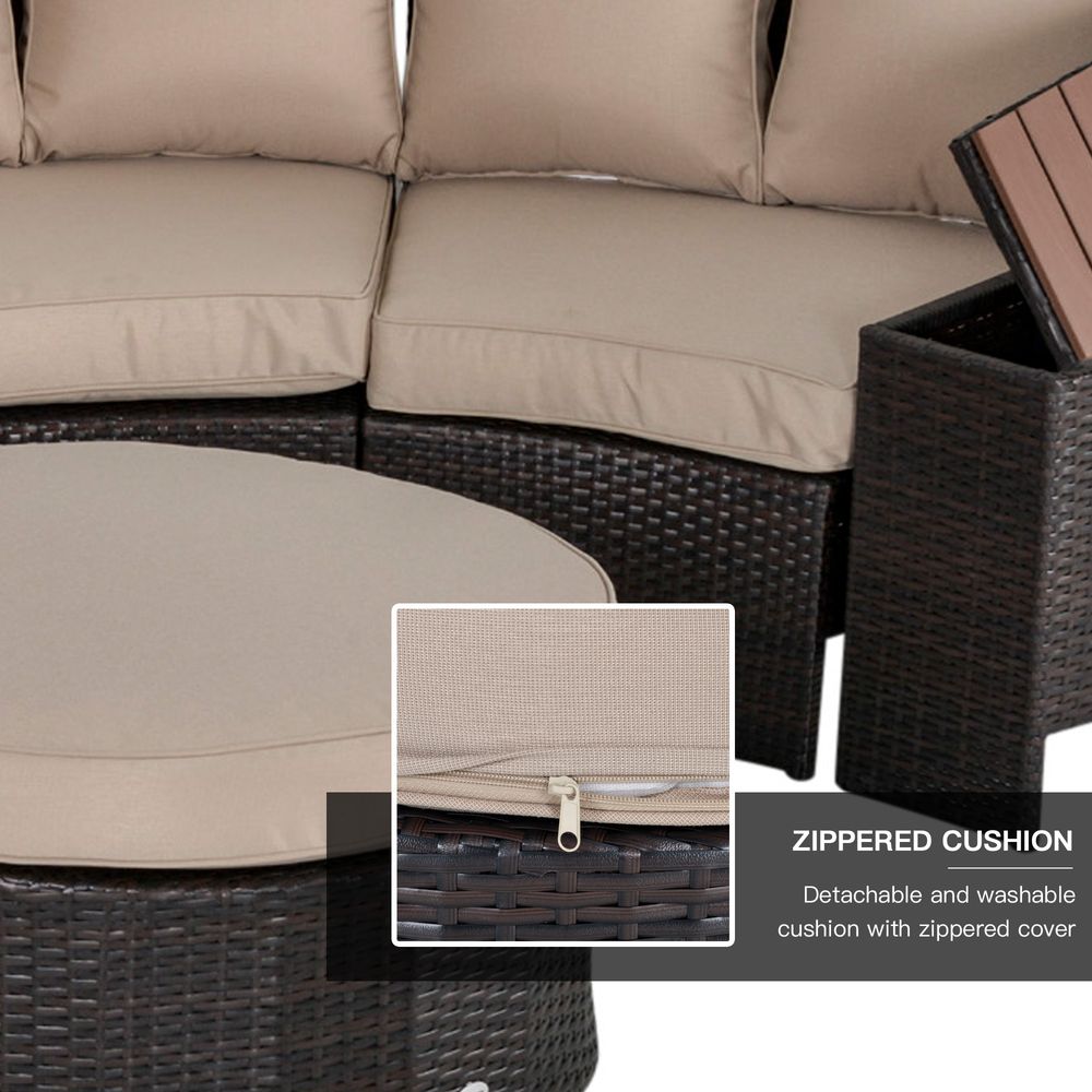 8 PCs Rattan Garden Furniture Set Rattan Sofa Set w/ Side Table & Cushioned - SILVIONIX