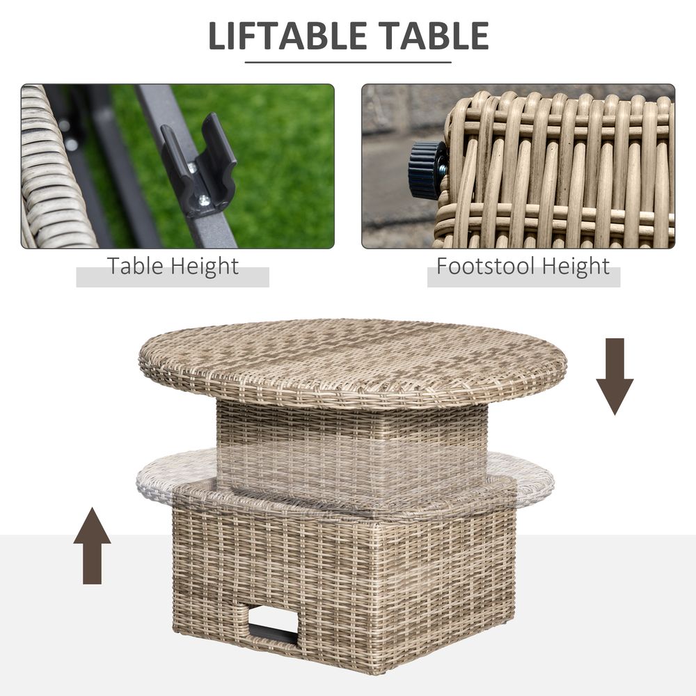 8 - Seater PE Rattan DaybedTable with Olefin Cushion - SILVIONIX