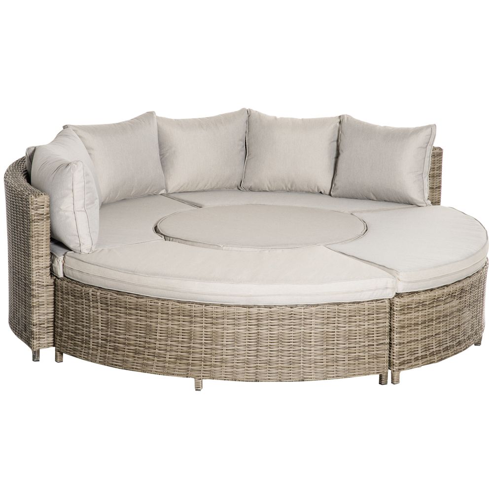 8 - Seater PE Rattan DaybedTable with Olefin Cushion - SILVIONIX