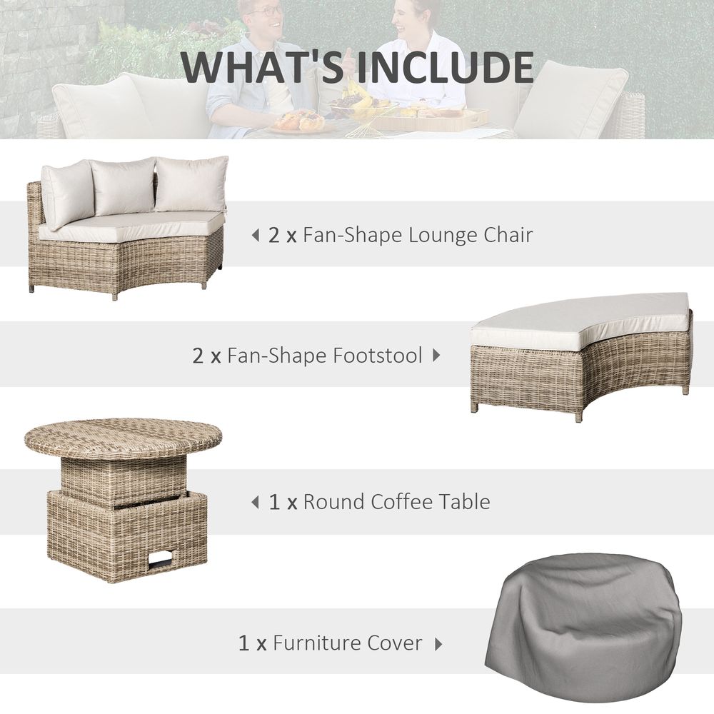 8 - Seater PE Rattan DaybedTable with Olefin Cushion - SILVIONIX