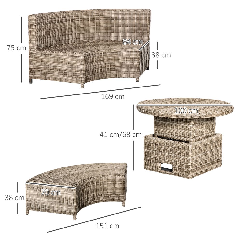 8 - Seater PE Rattan DaybedTable with Olefin Cushion - SILVIONIX