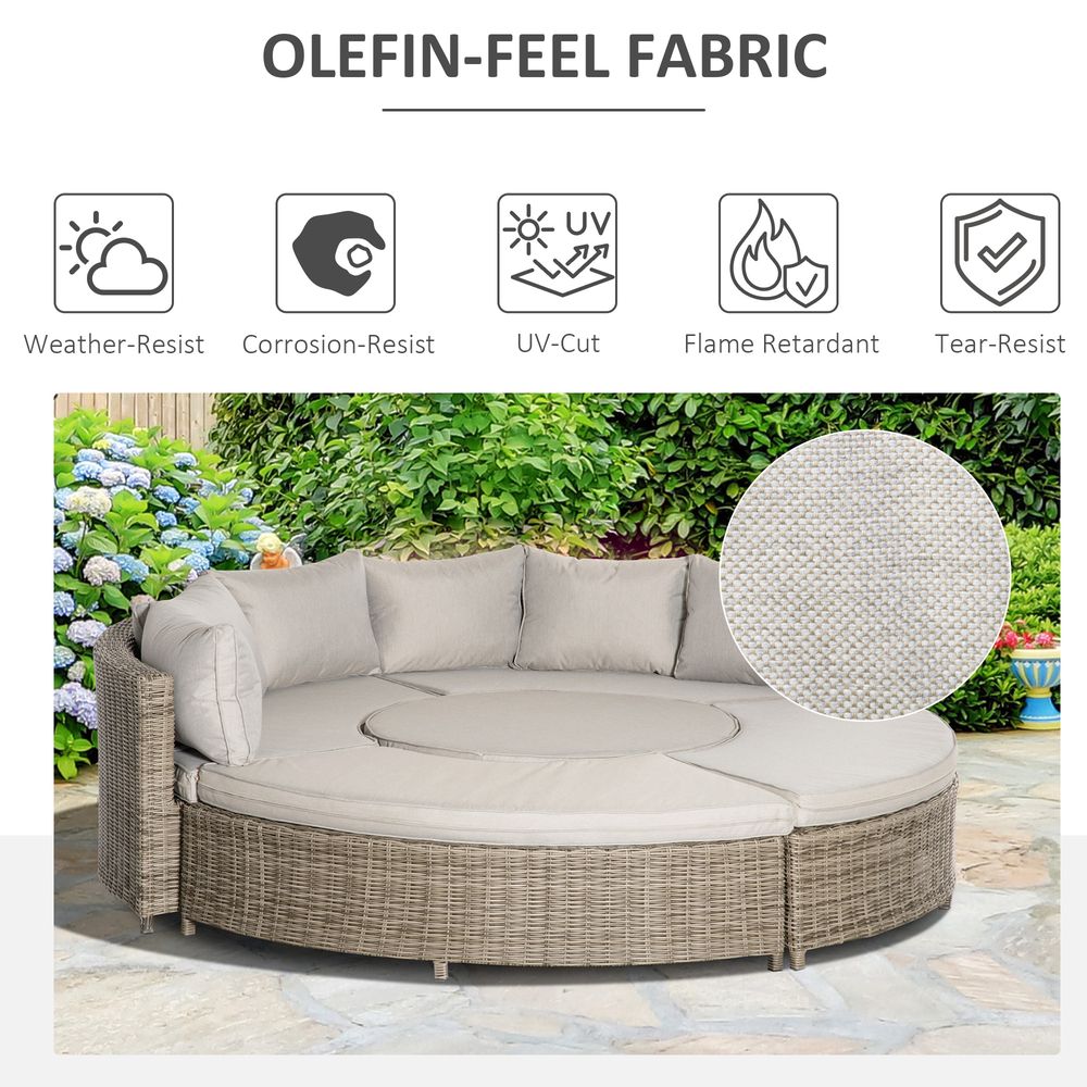 8 - Seater PE Rattan DaybedTable with Olefin Cushion - SILVIONIX