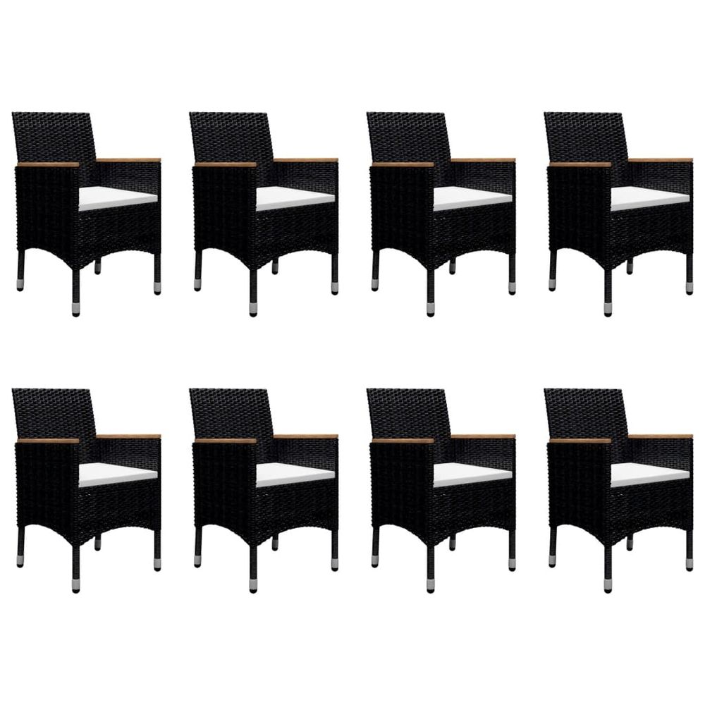 9 Piece Garden Dining Set Poly Rattan and Solid Wood Black - SILVIONIX