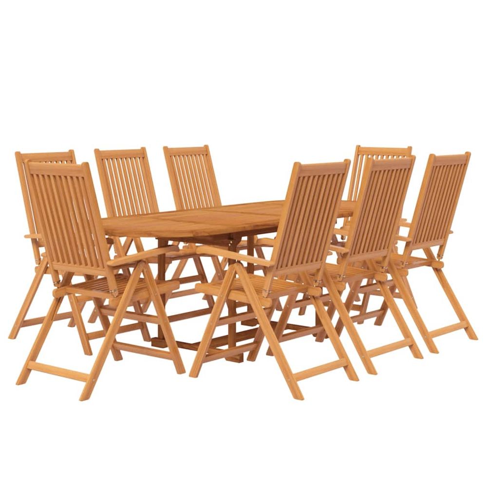 9 Piece Garden Dining Set Solid Wood Acacia - SILVIONIX