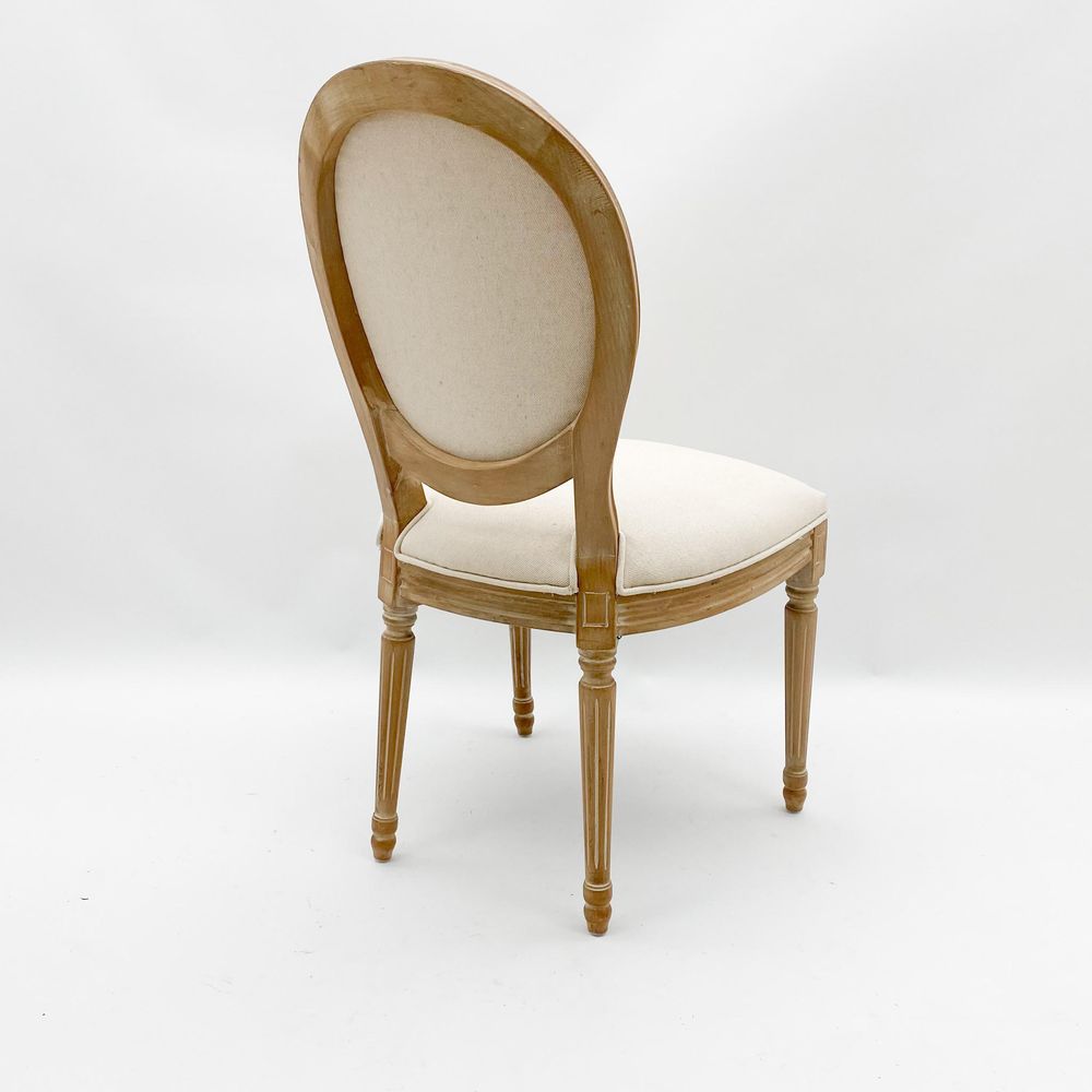 94CM CREAM LINEN FABRIC LOUIS ARMCHAIR - SILVIONIX