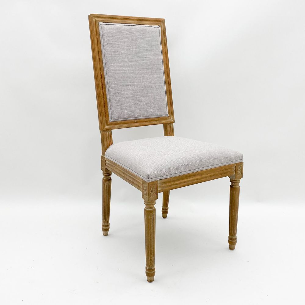 96CM BEIGE LINEN FABRIC LOUIS CHAIR - SILVIONIX