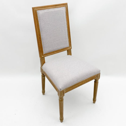 96CM BEIGE LINEN FABRIC LOUIS CHAIR - SILVIONIX