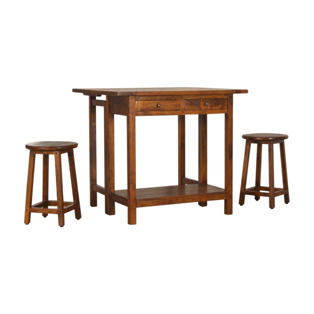 Chestnut Breakfast Table With 2 Stools