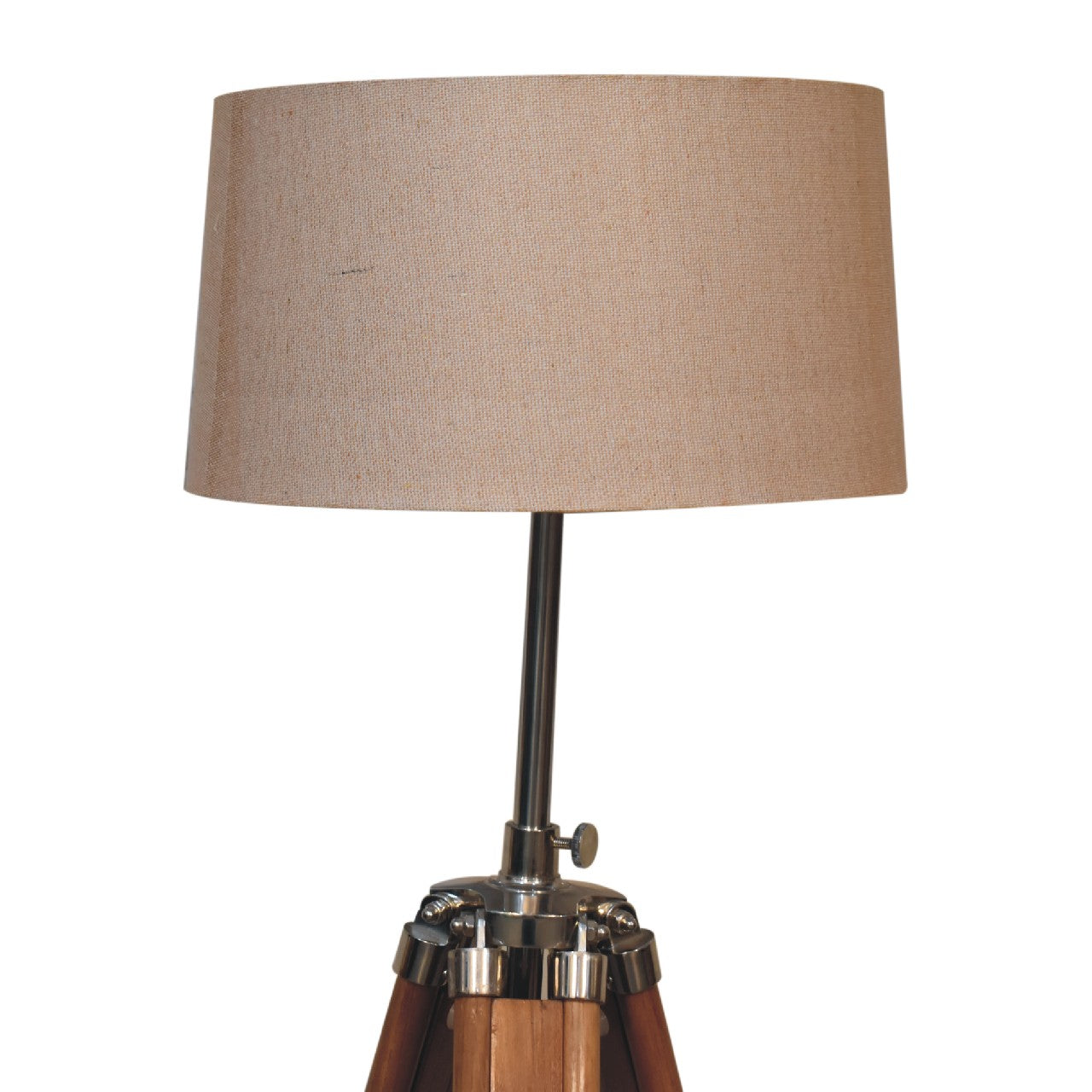 Chrome Plated and Wooden Teak Floor Lamp