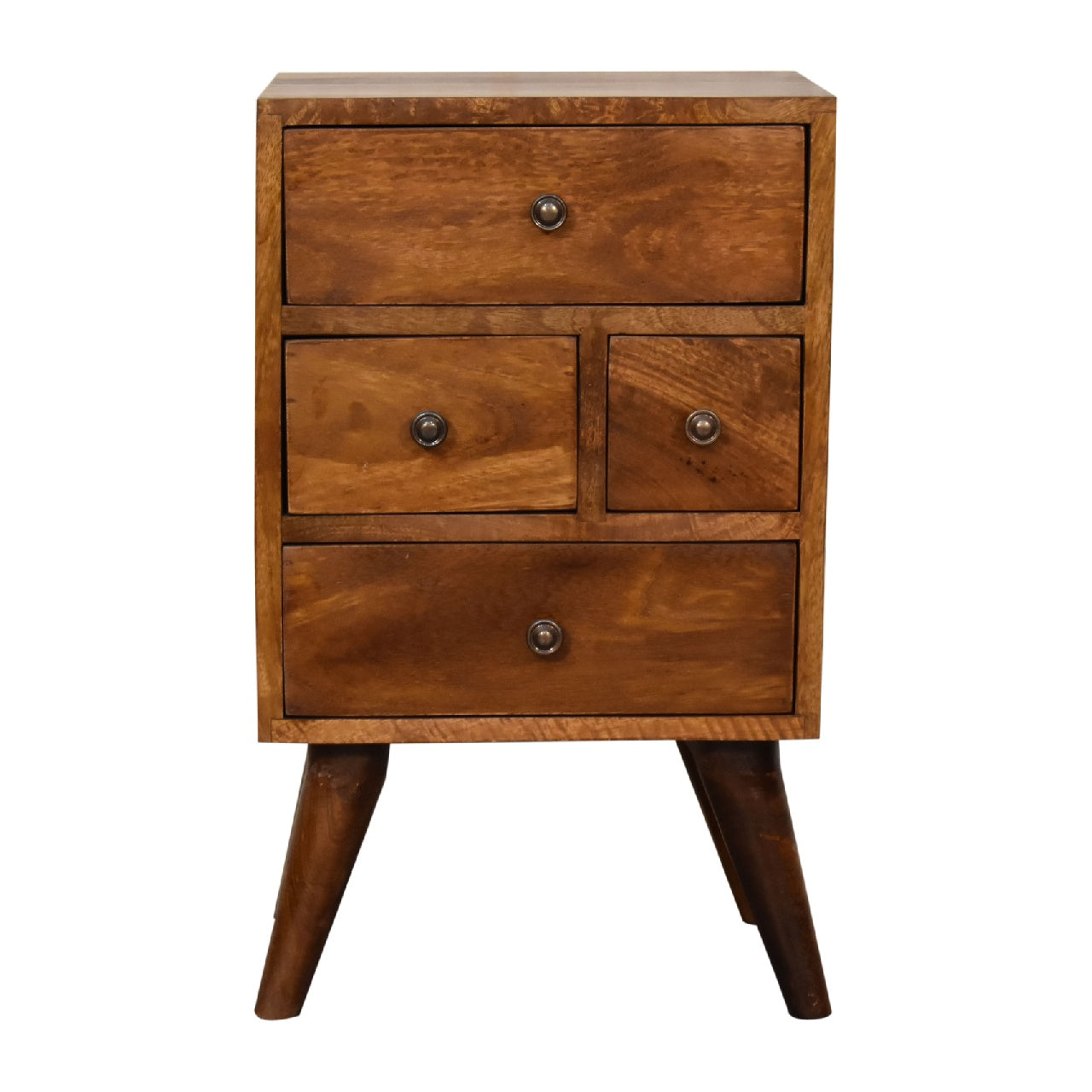 Chestnut Nordic Style 4 Drawer Multi Bedside