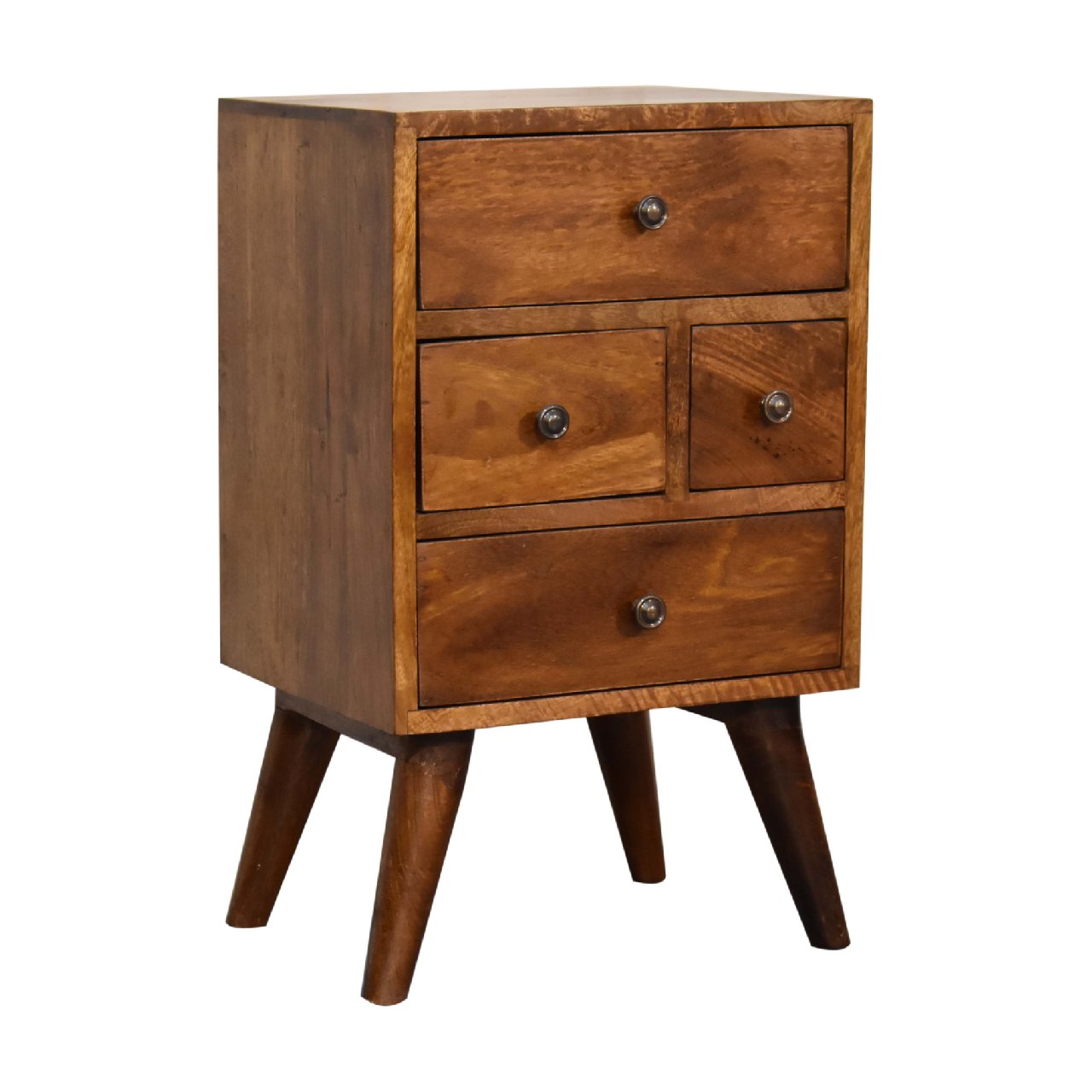 Chestnut Nordic Style 4 Drawer Multi Bedside