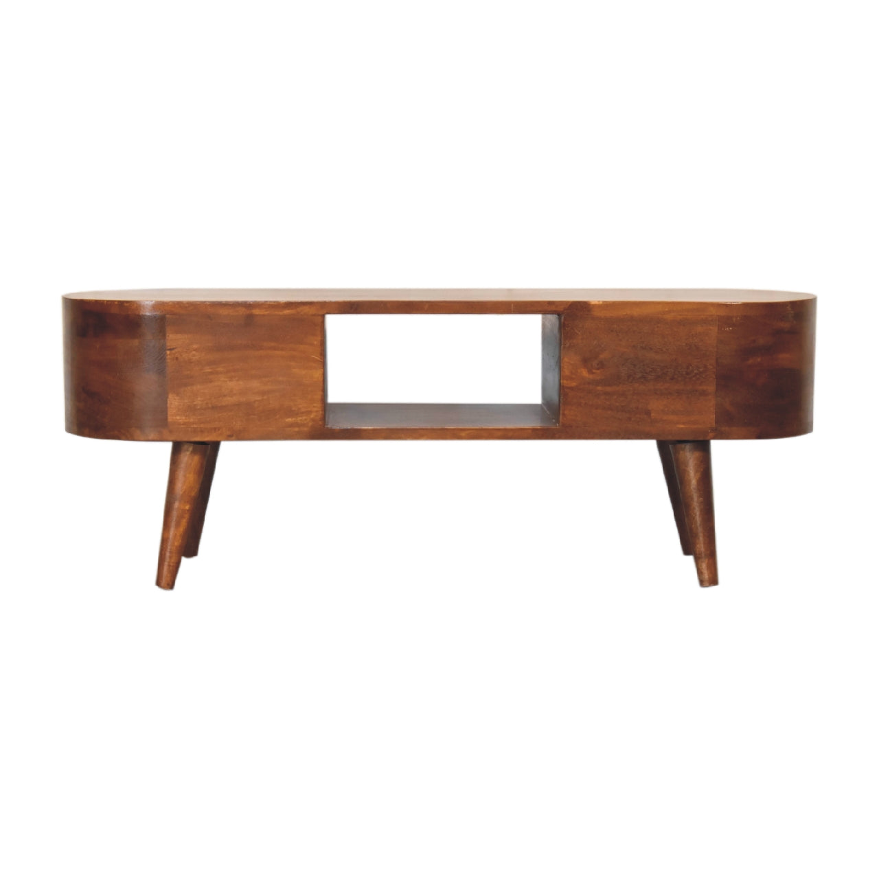 Chestnut Rounded Media Unit with Open Slot