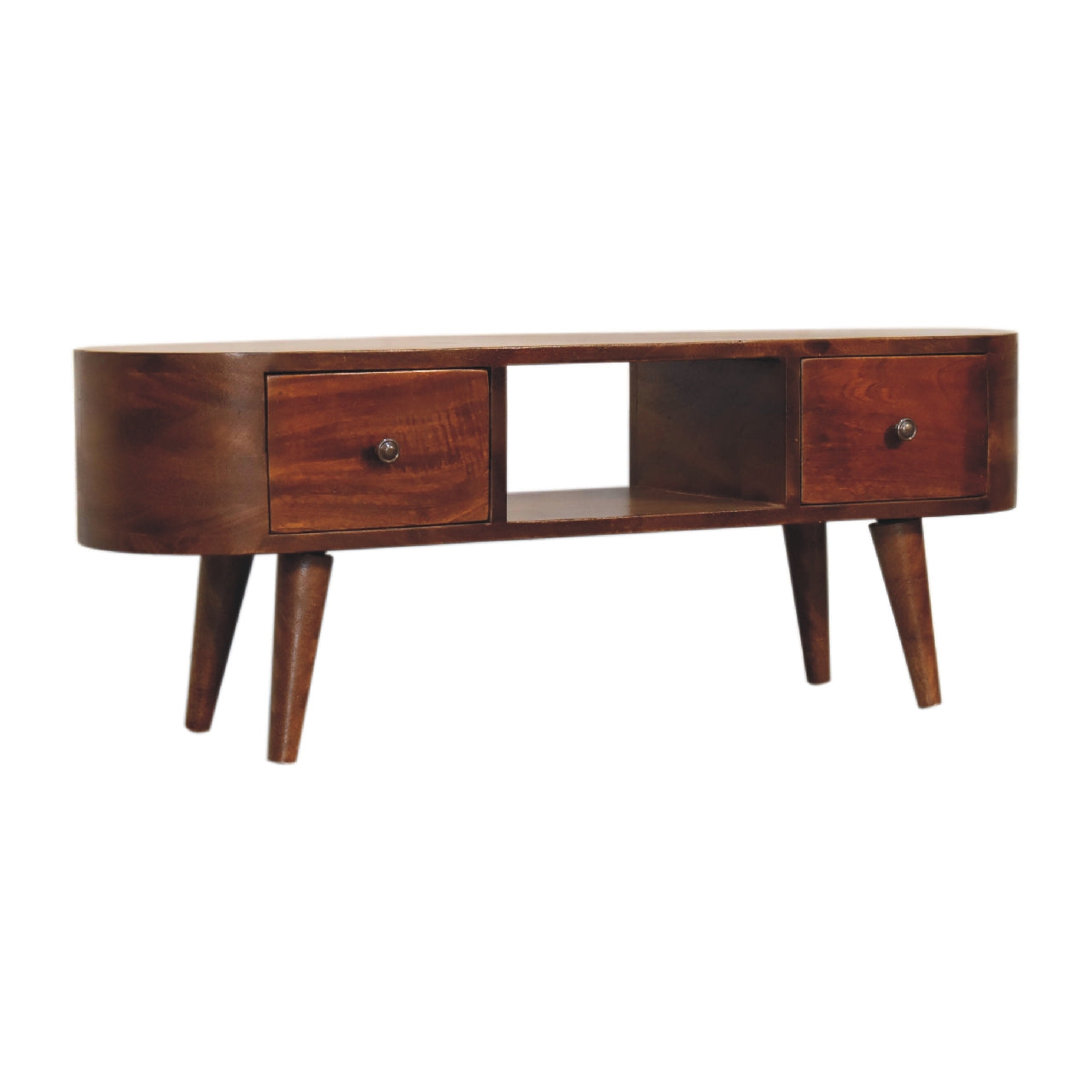 Chestnut Rounded Media Unit with Open Slot