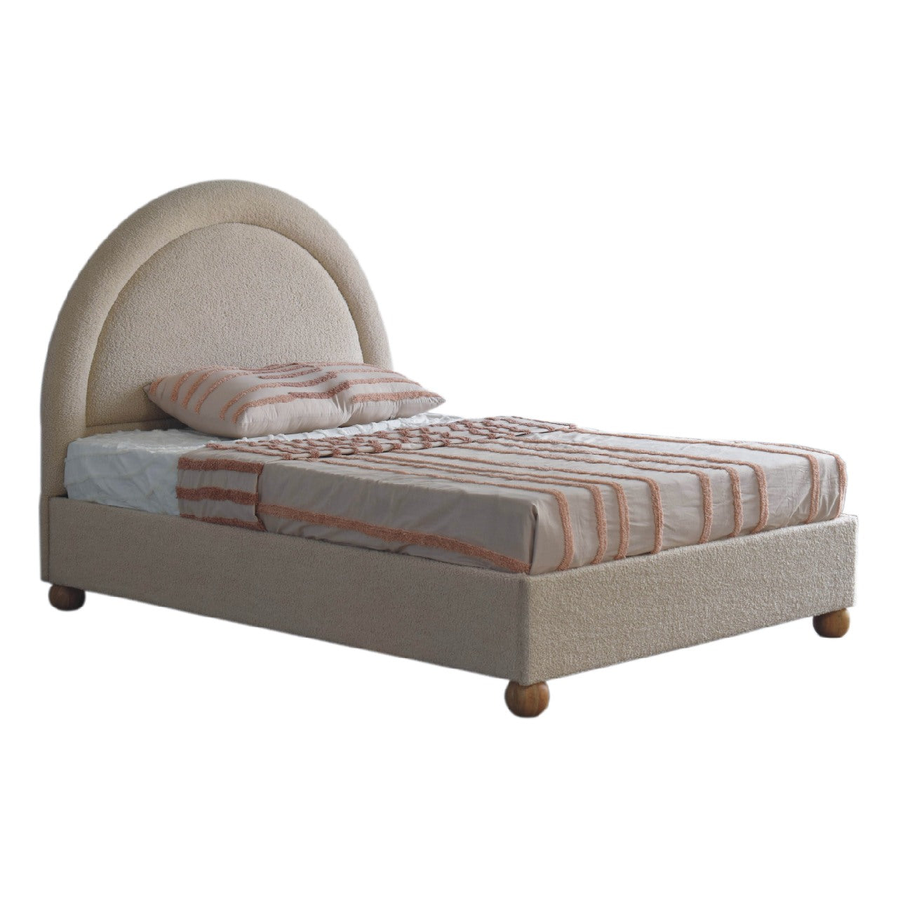 Cream Boucle Double Bed