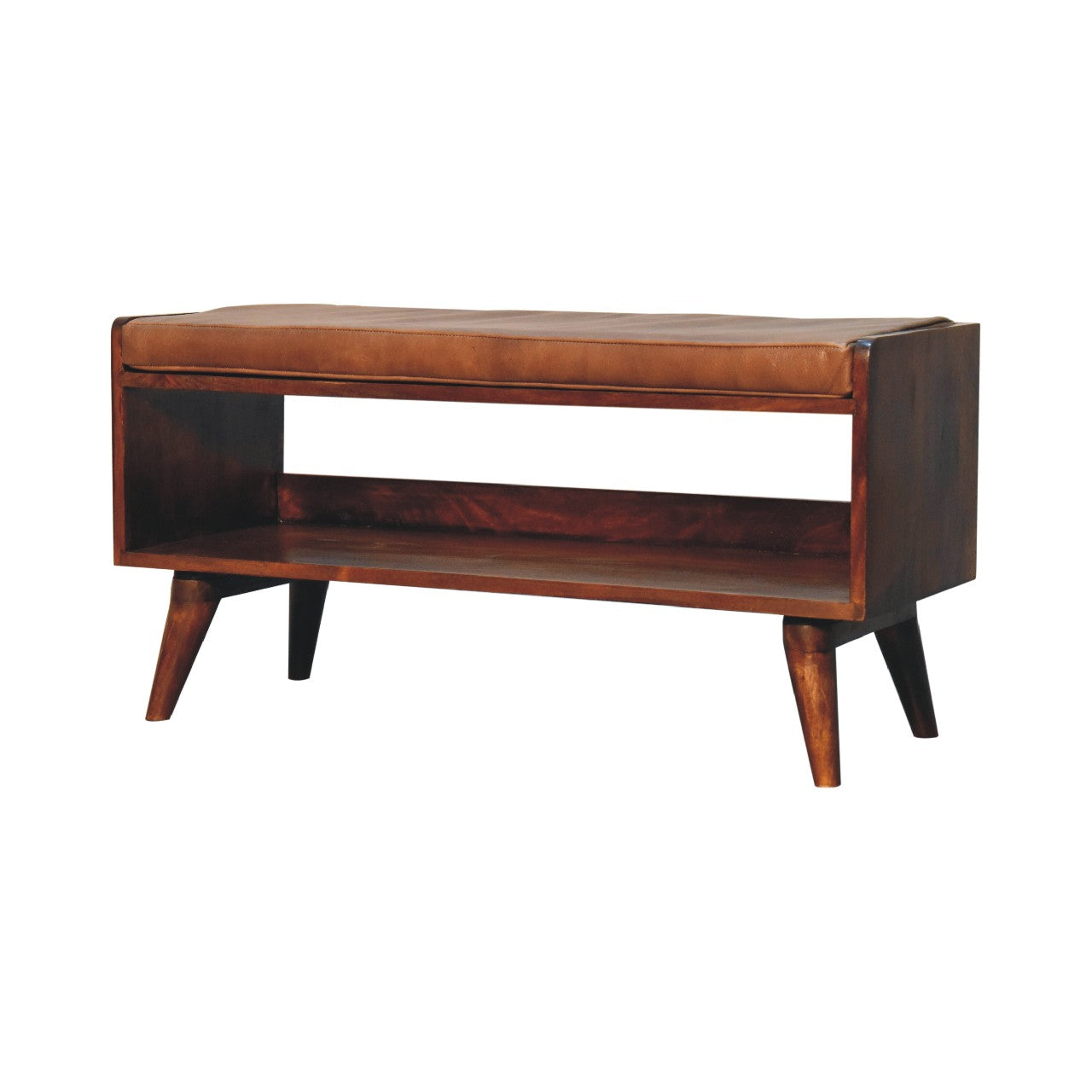 Chestnut Bench with Brown Leather Seatpad