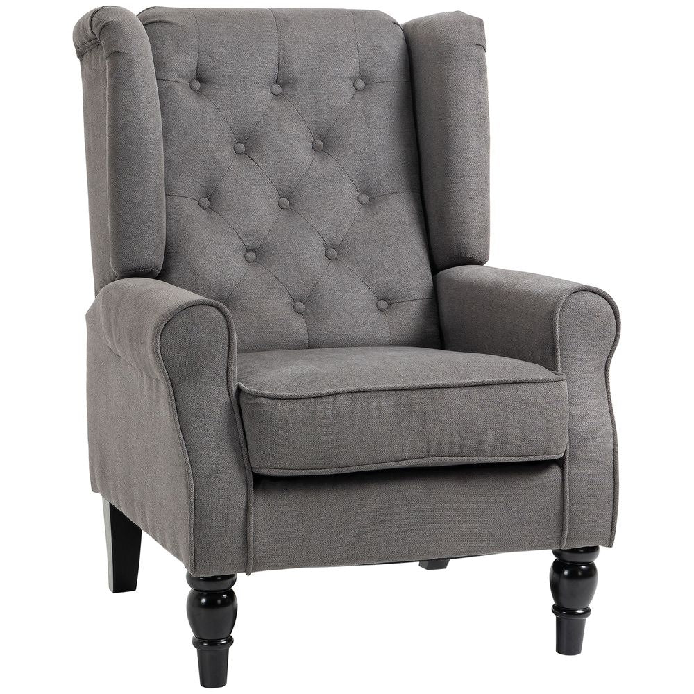 Accent Armchair Home Furniture Retro Tufted Club Wood Fabric Dark Grey - SILVIONIX