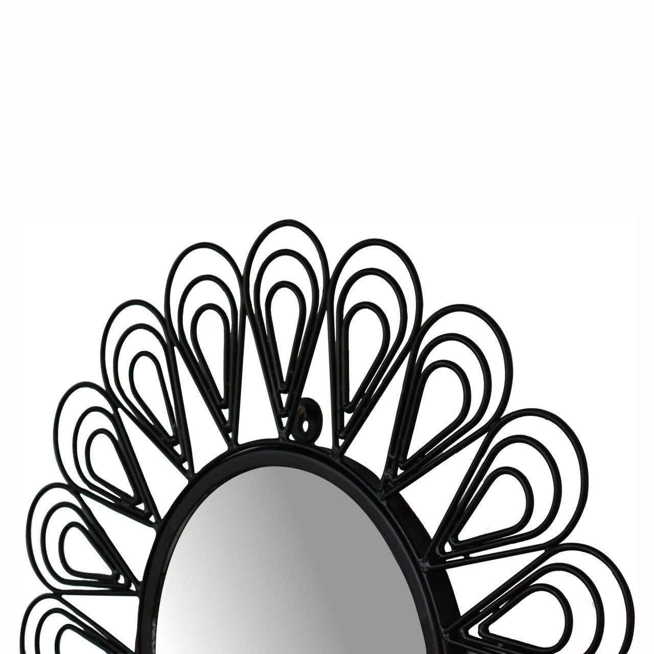 Black Coated Wired Flower Mirror - SILVIONIX